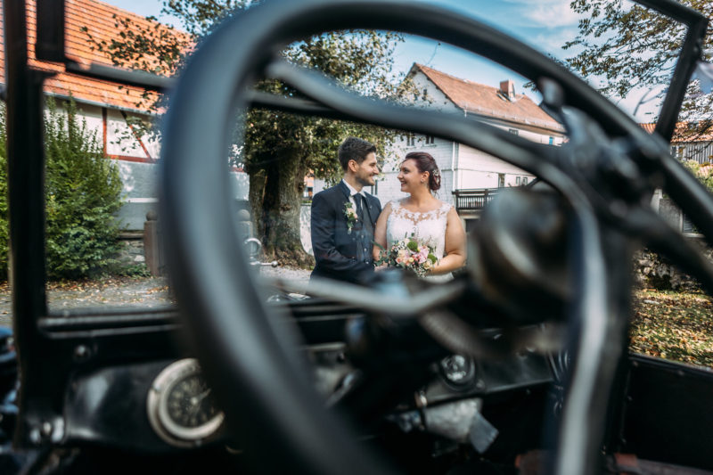 Hochzeitsfotos Odenwald - Lenkrad Oldtimer